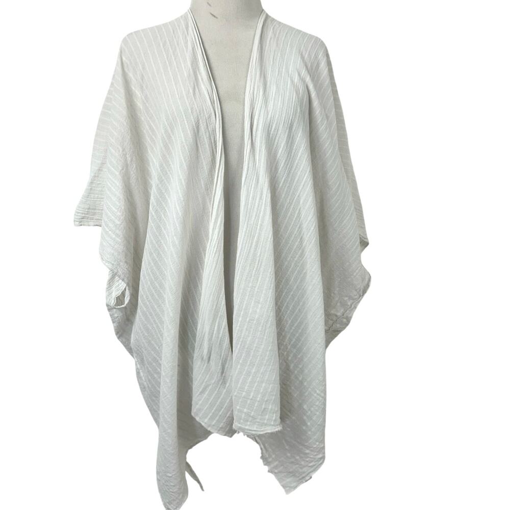 Lightweight White Stripe Swim Cover-Up Wrap